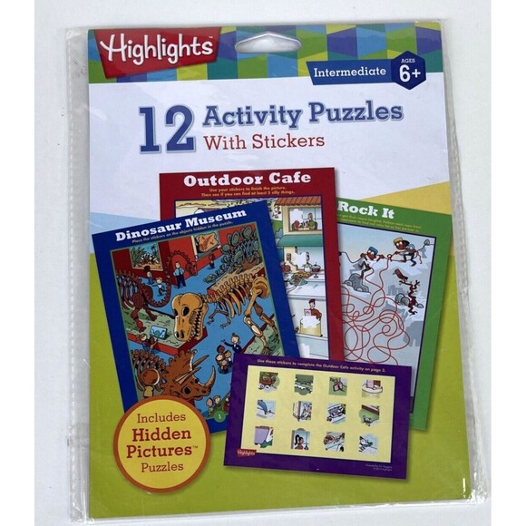 Highlights High Five 12 Activity Puzzles With Stickers Ages 6 and up - Picture 1 of 4